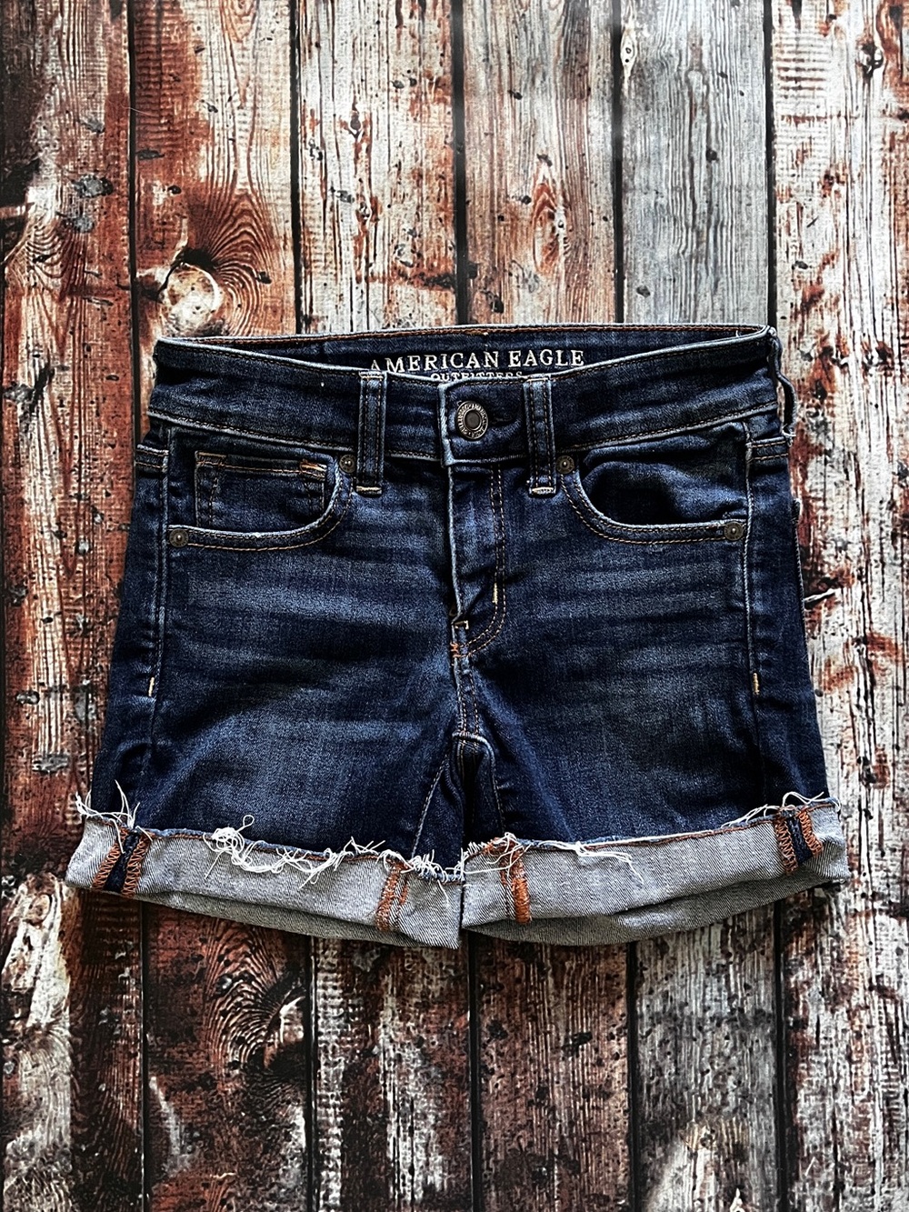 American Eagle Dark Wash Denim Cutoff Jean Shorts